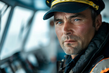 Obraz premium Generative AI Portrait of a Coast Guard Officer with Focused Expression