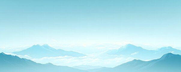 Fototapeta premium Serene Blue Mountain Range Panorama under a Pale Sky