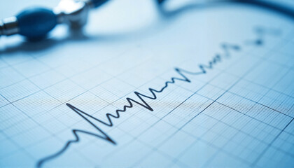 ECG with steady heart rhythms on monitor, health diagnostics, Seasonal health checkup