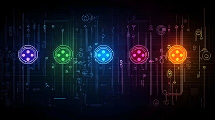 Obraz premium Abstract Pixel Art Casino Background With Neon Lights