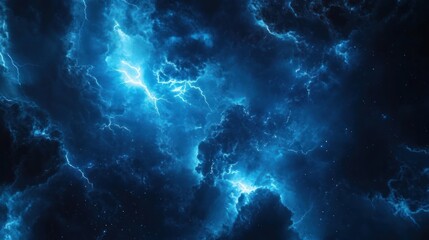 A stunning view of a swirling galaxy with vibrant blue hues and dramatic cloud formations, capturing the essence of cosmic beauty and mystery.