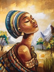 oil painting of an african woman