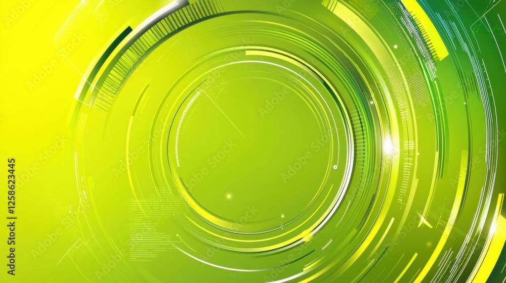 Aufkleber abstract concentric circles in vibrant green and yellow hues, creating a dynamic and energetic visua