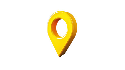 3d yellow location pin showing accurate global positioning on transparent background