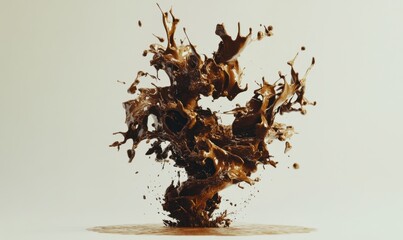 Chocolate splash explosion, studio shot, white background, dessert advertising