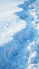 Powdered snow accumulates in drifts on the ground, snowdrift, icy, snow