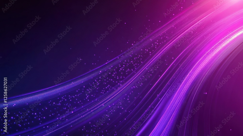 Aufkleber a vibrant and dynamic abstract background featuring flowing waves of purple light with sparkling ele