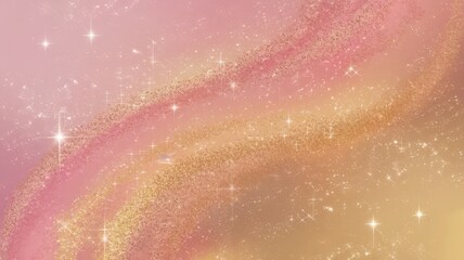 A mesmerizing abstract background featuring soft pink and golden hues with shimmering sparkles, creating a dreamy and ethereal atmosphere.