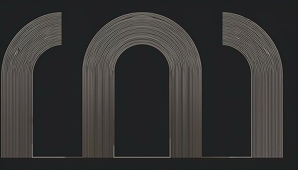 Fototapeta premium Line arch frame set. Minimal line style arch, oval shape boho frame element for badge, logo design. perfect any project.