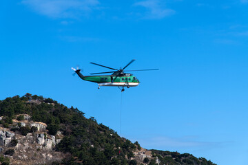 flying helicopter on the island