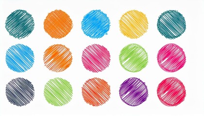 Fototapeta premium Scribble circle round vector frame. Hand drawn rough scribble effect line. Children color crayon brush stroke frame. Scribble hand drawn grunge doodle color circle set. perfect any project.