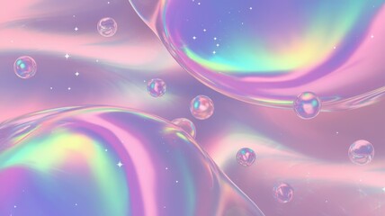 A soft pastel gradient of translucent bubbles floats against a dreamy background, creating an ethereal and whimsical atmosphere.