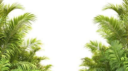 Obraz premium Lush Green Palm Fronds Tropical Frame White Background