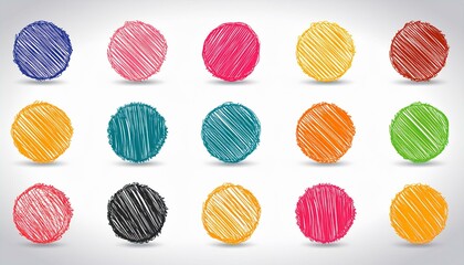 Scribble circle round vector frame. Hand drawn rough scribble effect line. Children color crayon brush stroke frame. Scribble hand drawn grunge doodle color circle set. perfect any project.