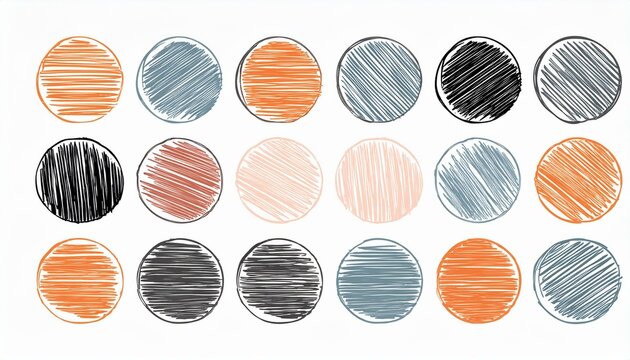 Scribble circle round vector frame. Hand drawn rough scribble effect line. Children color crayon brush stroke frame. Scribble hand drawn grunge doodle color circle set. perfect any project.
