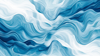 Obraz premium Abstract blue and white swirling pattern with fluid lines and waves