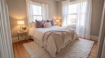 Serene Bedroom with White Bedding and Neutral Decor
