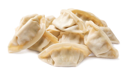Fresh raw gyoza dumplings isolated on white