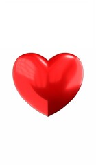 Single red heart isolated on white background - 3D illustration