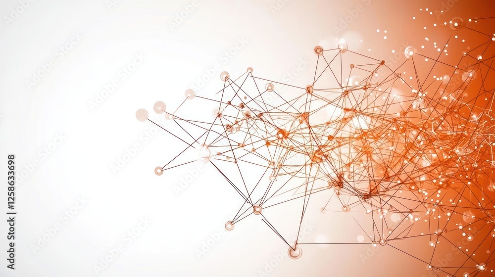Poster abstract network design with orange gradient background