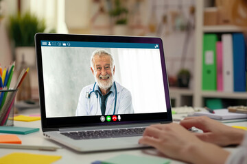 Doctor video call online by brisk telemedicine software application for virtual meeting with patient