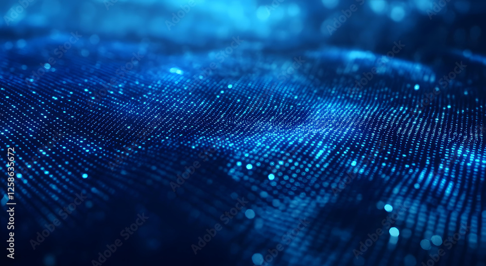 Aufkleber abstract blue digital wave data flow visualization background