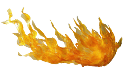 Realistic fire burning flame with transparent background
