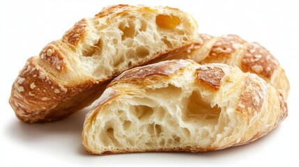 Two slices of bread rest on a wooden table, showcasing their texture and color in a simple, inviting setting.