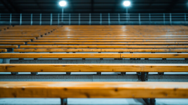 Empty bleachers stand ready, awaiting excitement of game day crowd