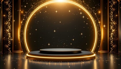 Luxury Black and Gold Podium for Award Ceremony