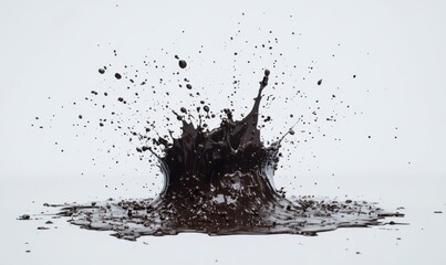 Fototapeta premium Dark liquid splash on white background; abstract design element