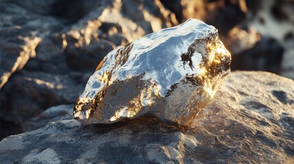 Metallic Rock Formation at Golden Hour