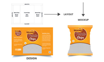 Potato chips package design, realistic vector design Potato chips packaging template, chip packaging, packaging, chips, vector