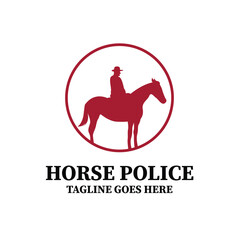 Horse rider vintage town police logo