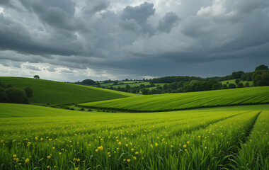 Fototapeta premium 緑、野原、自然、風景、天気