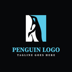 Penguin black and white abstract logo