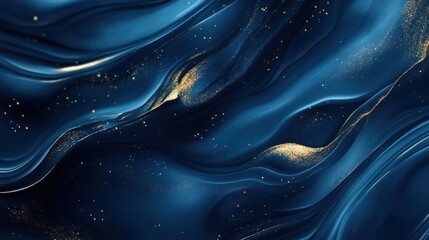 A stunning abstract background featuring waves of deep blue and shimmering gold accents, creating a mesmerizing and elegant visual experience.