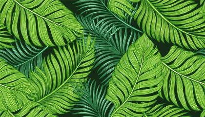 Tropical leaf seamless pattern background. Hand drawn crayon brush abstract green tropic leaves seamless pattern. Floral abstract hand drawn print background. perfect any project.