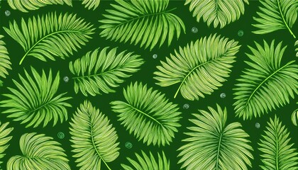 Tropical leaf seamless pattern background. Hand drawn crayon brush abstract green tropic leaves seamless pattern. Floral abstract hand drawn print background. perfect any project.