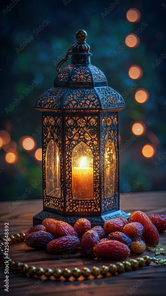 Poster a beautifully crafted lantern illuminates a cluster of ripe lantern dates, creating a cozy atmospher
