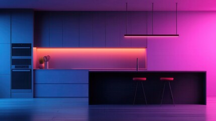 Hightech minimalist smart home with a voicecontrolled environment, hidden lighting, and AI integration