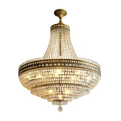 Obraz premium Elegant Crystal Chandelier on White Background Depicting Luxury Lighting Design