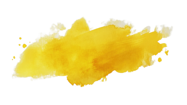 Yellow brush stroke creating a textured artistic background with transparent background