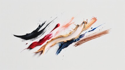 Abstract colorful brush strokes on white background