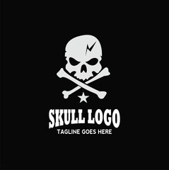 Skull with bones underneath logo
