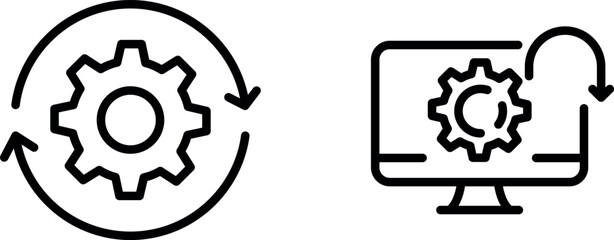 Gear Software Update Icon &ndash; Simple and Clear Symbol Representing System Upgrade, Technology Maintenance, and Software Improvement