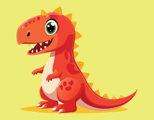 A cartoon of a read color dinosaur vector.