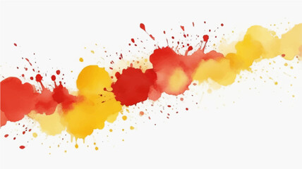 Red Yellow watercolor splash backround border isolated on white
