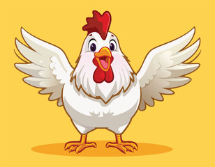 Cute cartoon chicken vector simple flat design.