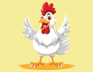 Cute cartoon chicken vector simple flat design.